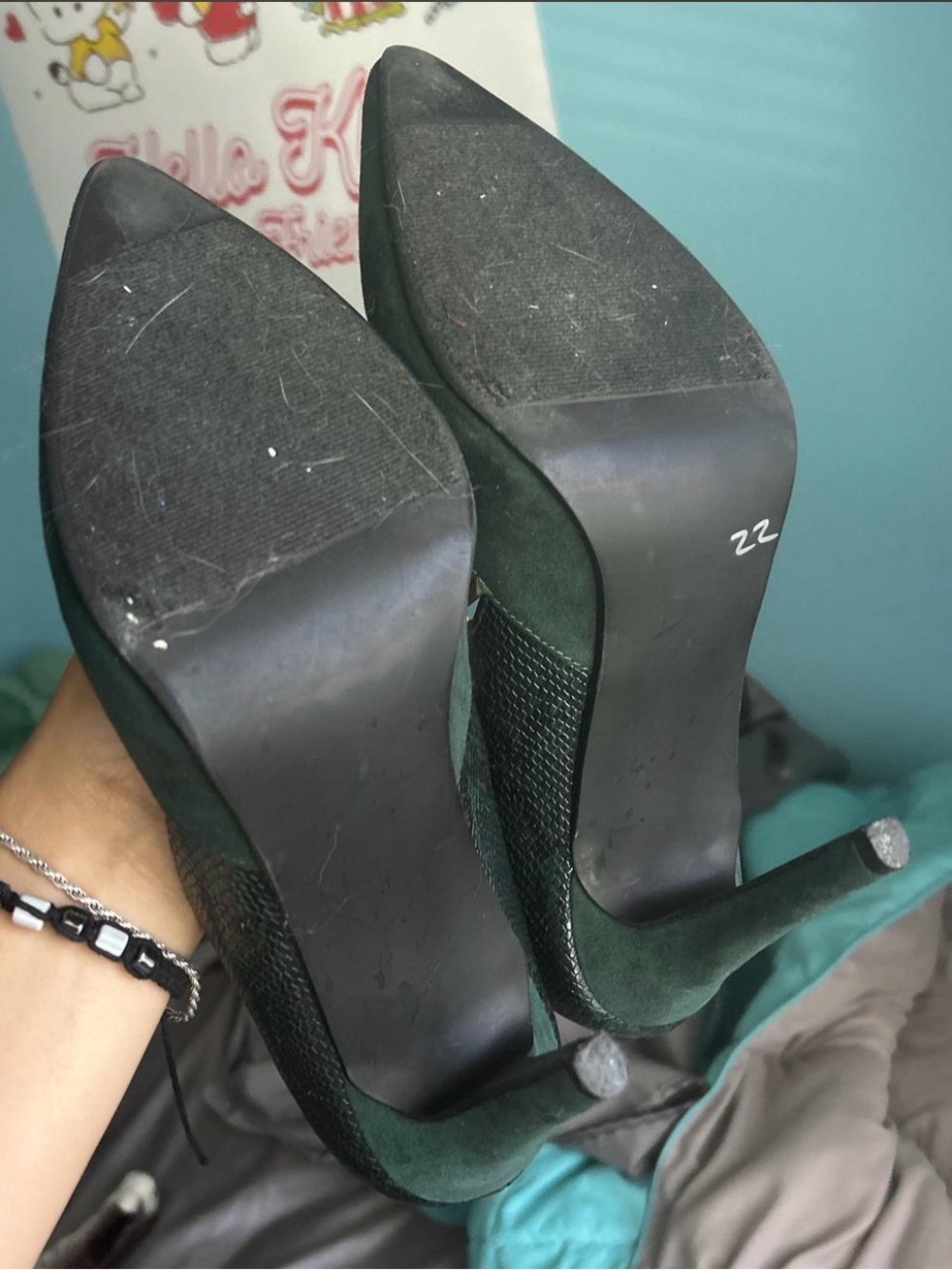 Chinese Laundry Dark Green Suede Pointed-Toe Pumps - Picture 5 of 5